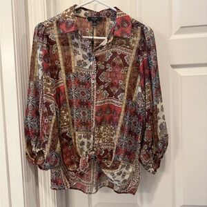 Women's Neutral Colors Paisley Blouse